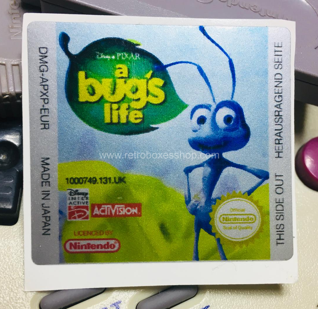 A Bug's Life GameBoy Label - Metallic Silver Sides Replacement Sticker