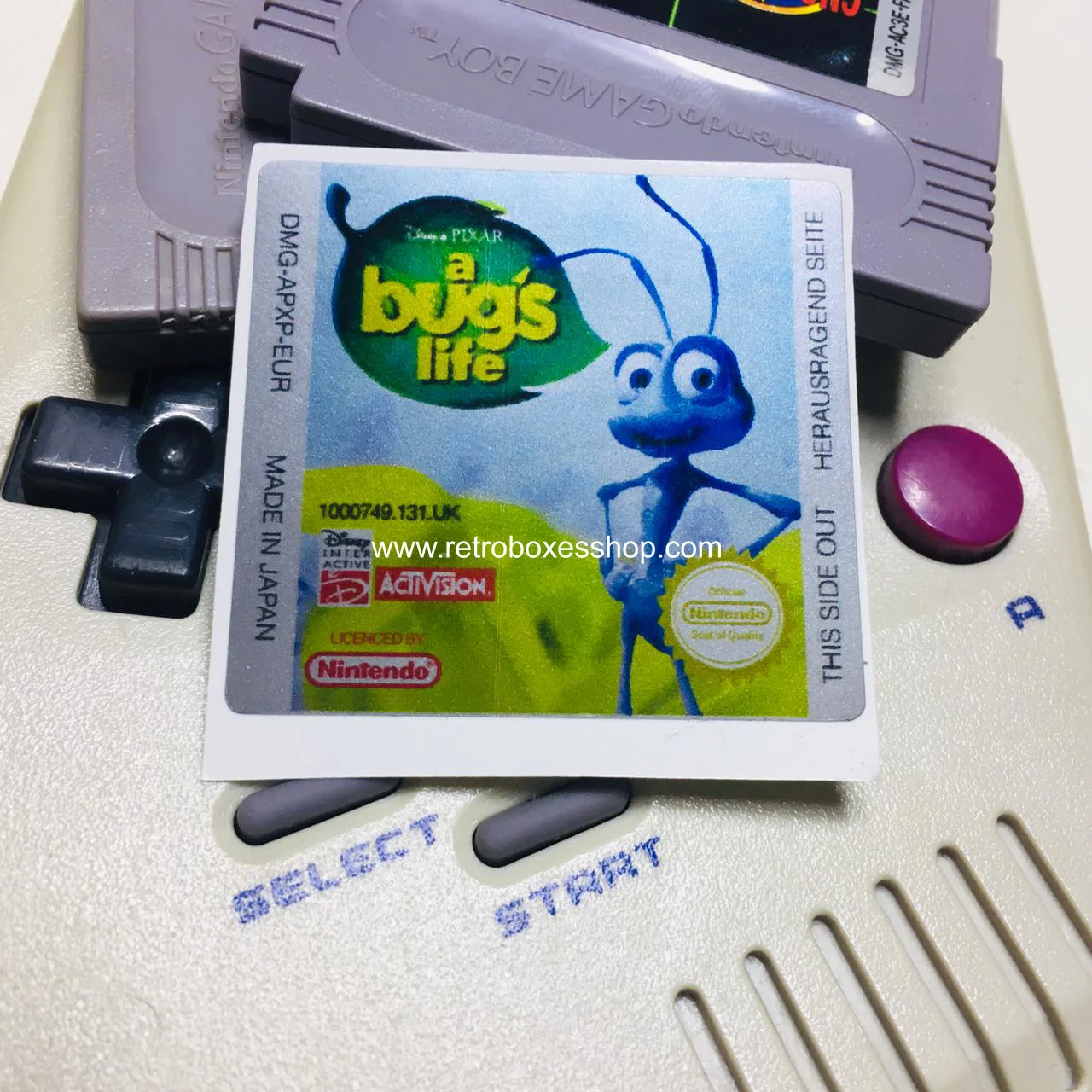 A Bug's Life GameBoy Label - Metallic Silver Sides Replacement Sticker - Image 1
