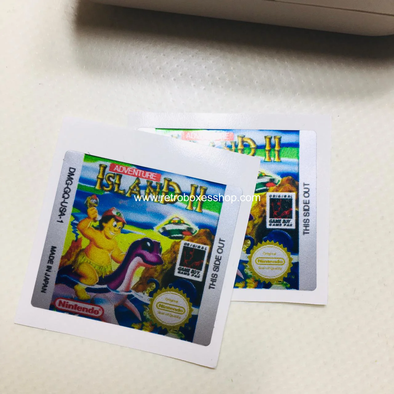 Adventure Island 2 GameBoy Label - Metallic Silver Sides Replacement Sticker - Image 2