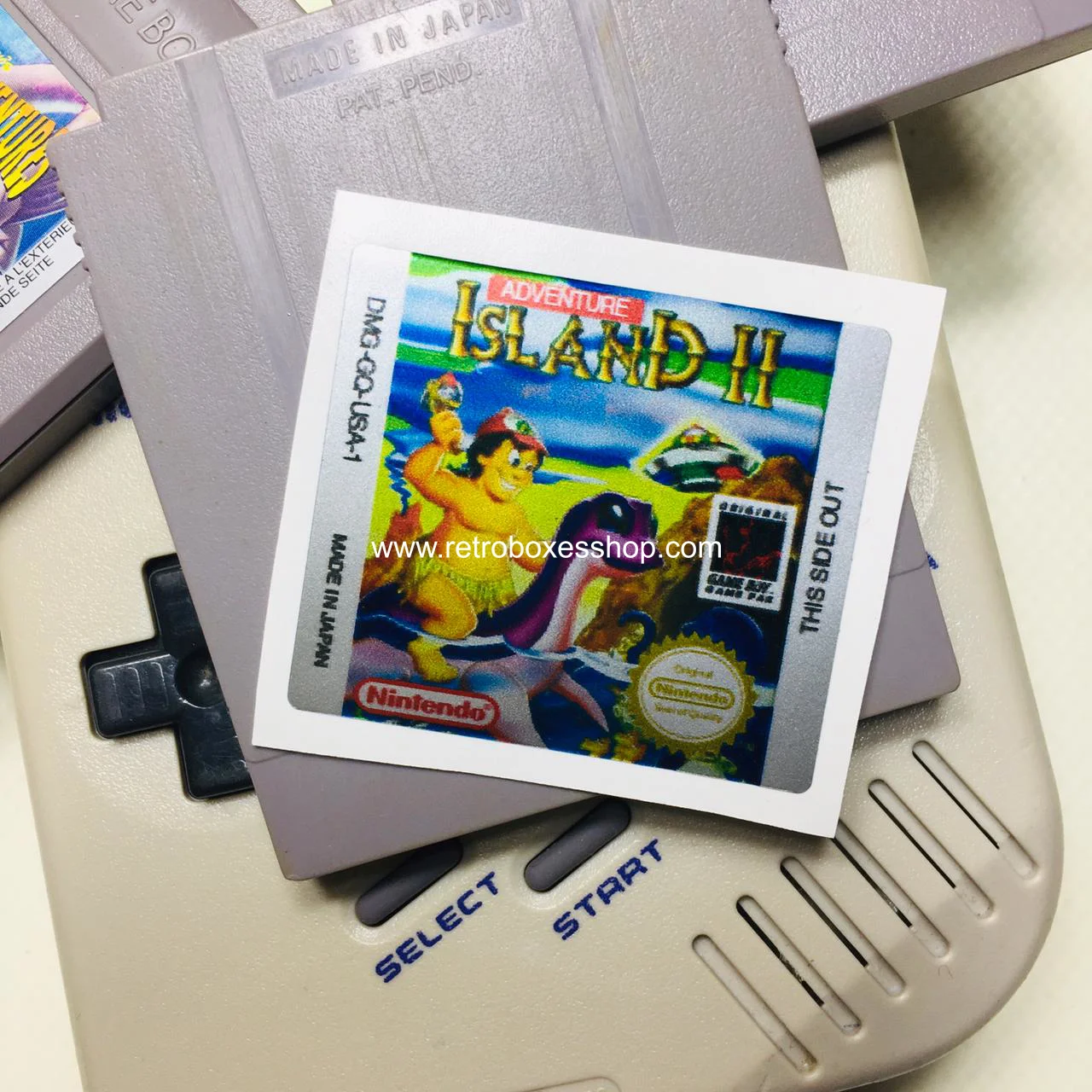 Adventure Island 2 GameBoy Label - Metallic Silver Sides Replacement Sticker - Image 3