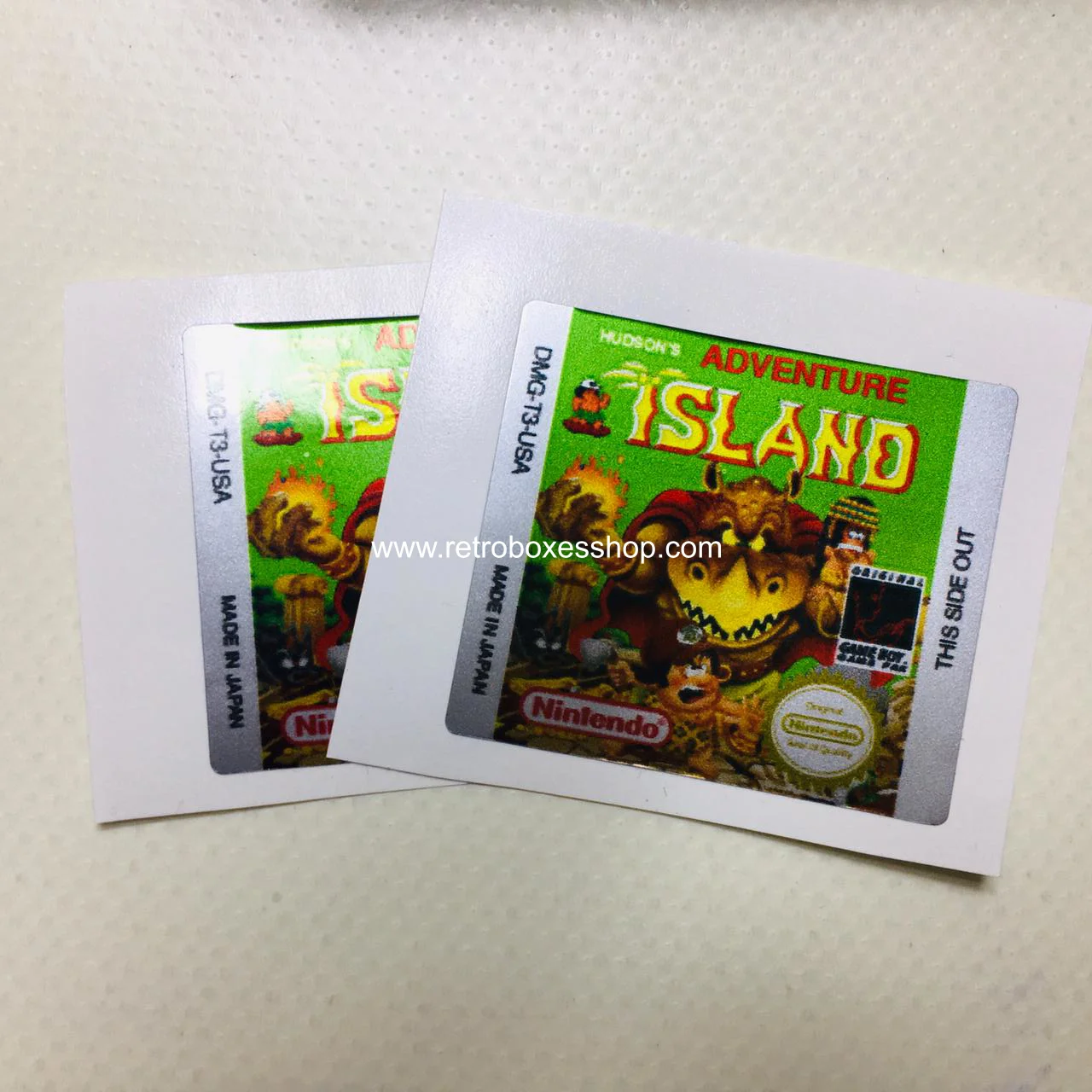 Adventure Island GameBoy Label - Metallic Silver Sides Replacement Sticker - Image 1