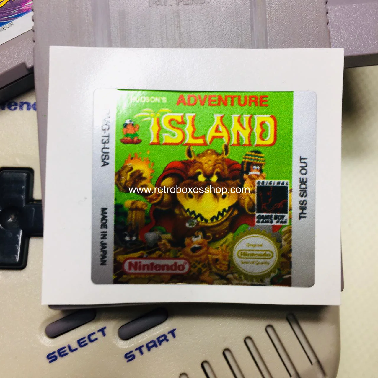 Adventure Island GameBoy Label - Metallic Silver Sides Replacement Sticker - Image 2