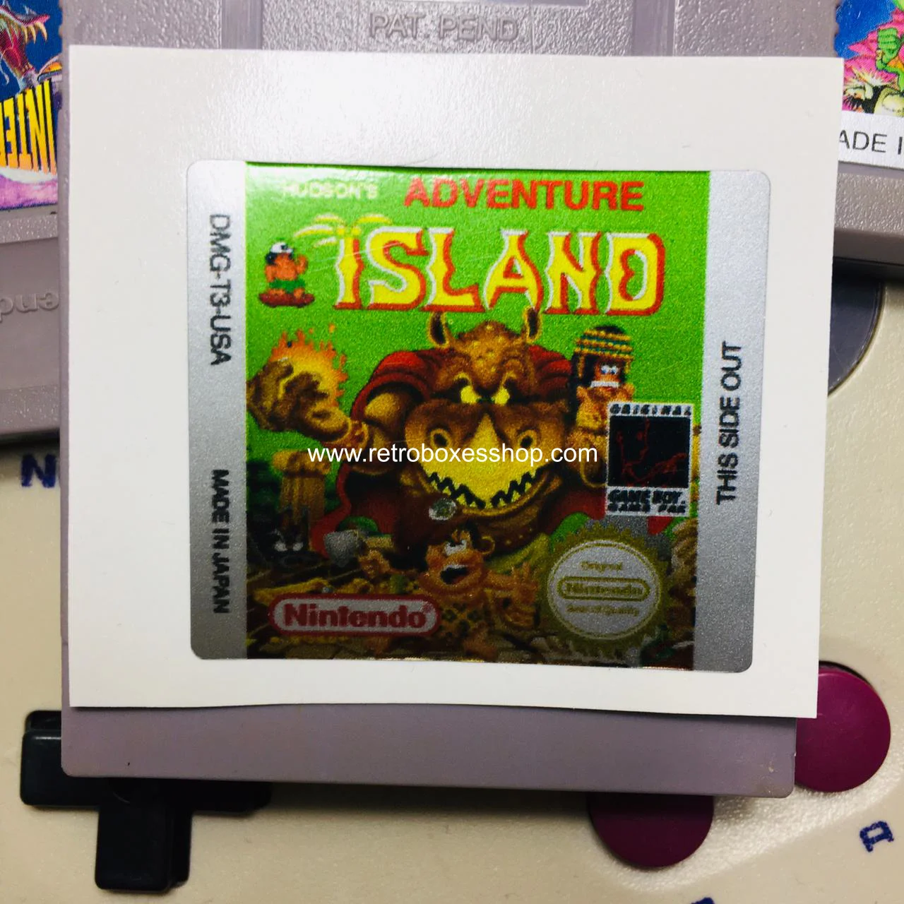 Adventure Island GameBoy Label - Metallic Silver Sides Replacement Sticker - Image 3