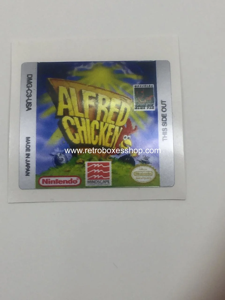 Alfred Chicken GameBoy Label - Metallic Silver Sides Replacement Sticker - Image 1