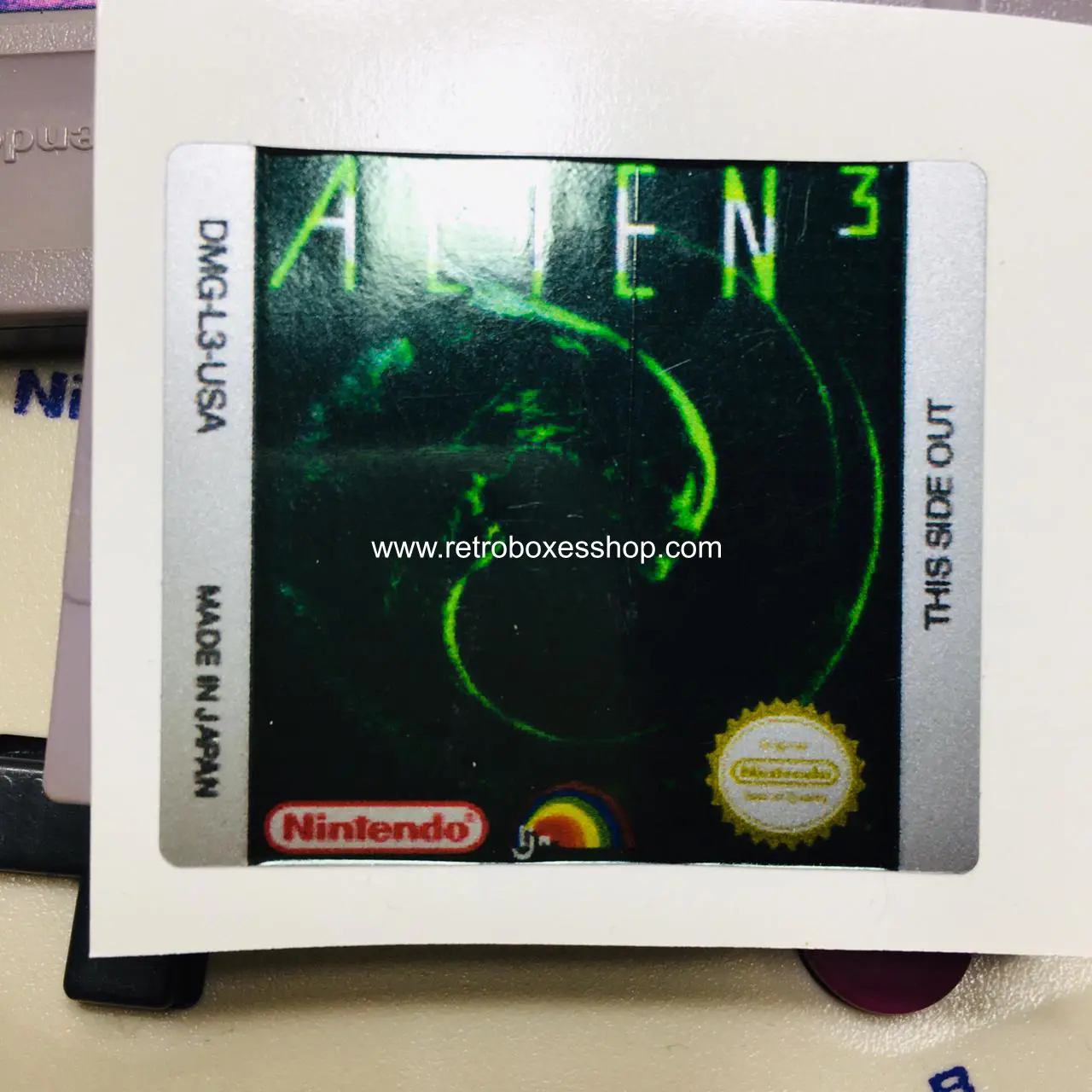 Alien 3 GameBoy Label - Metallic Silver Sides Replacement Sticker