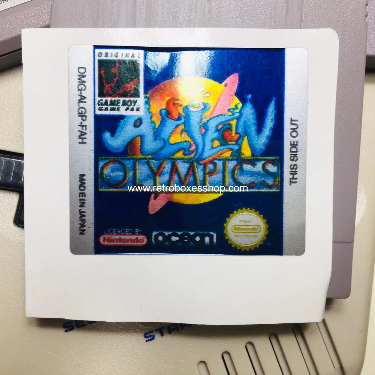 Alien Olympics GameBoy Label - Metallic Silver Sides Replacement Sticker - Image 1