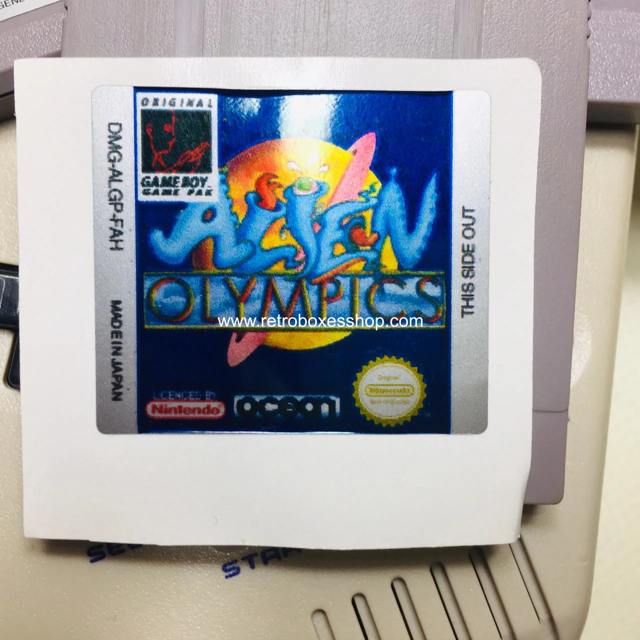 Alien Olympics GameBoy Label - Metallic Silver Sides Replacement Sticker - Image 3