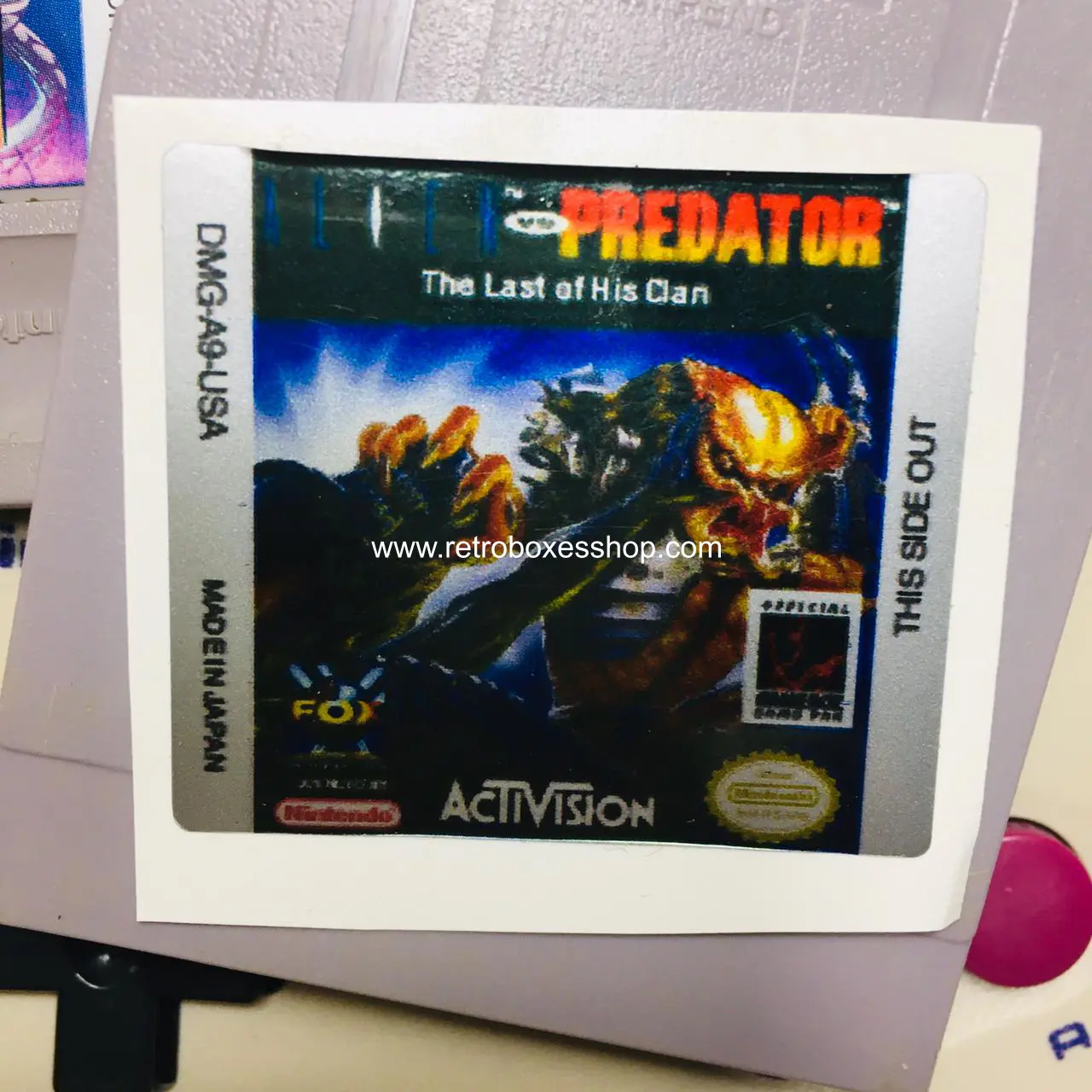 Alien vs Predator The Last of His Clan GameBoy Label - Metallic Silver Sides Replacement Sticker