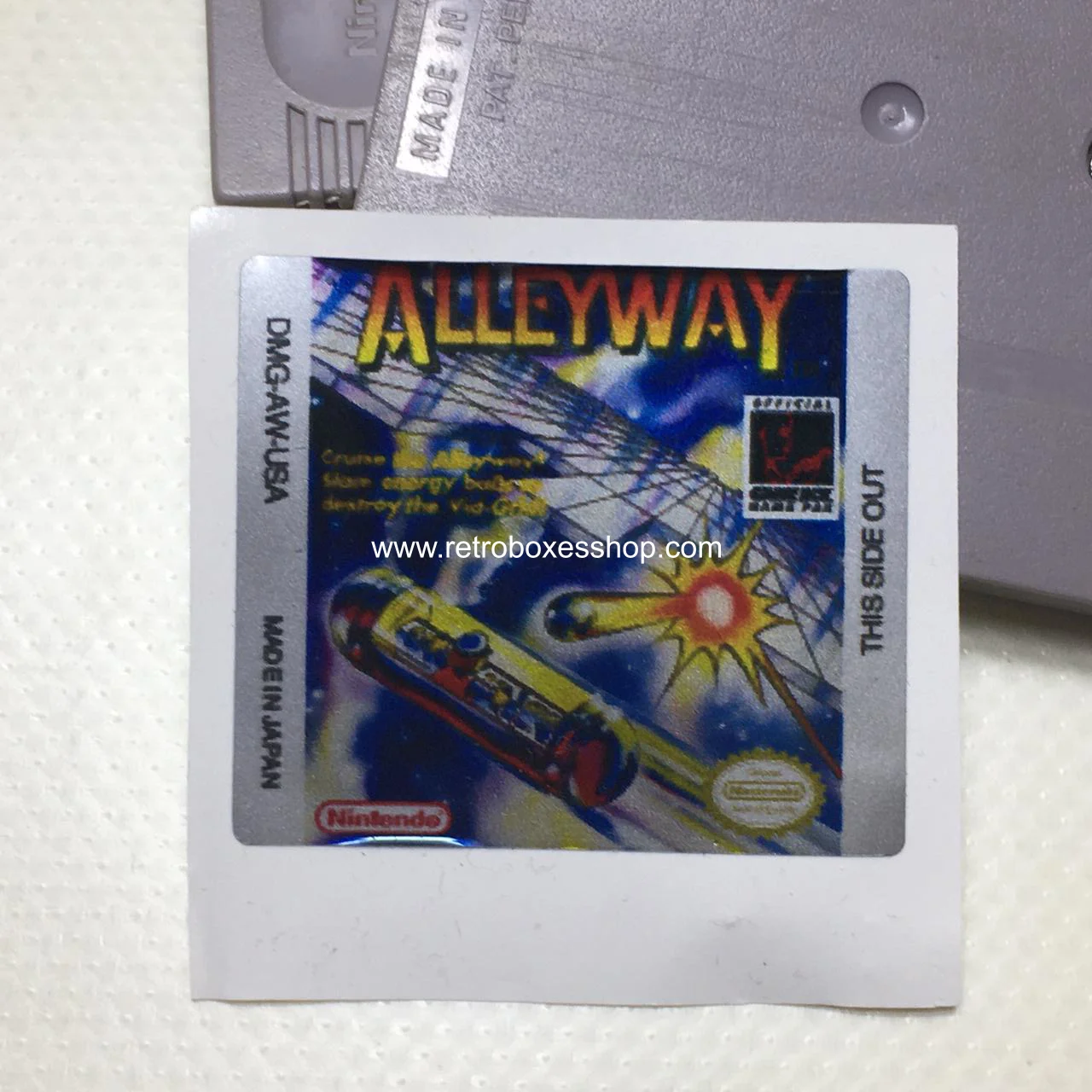 Alleyway GameBoy Label - Metallic Silver Sides Replacement Sticker - Image 2