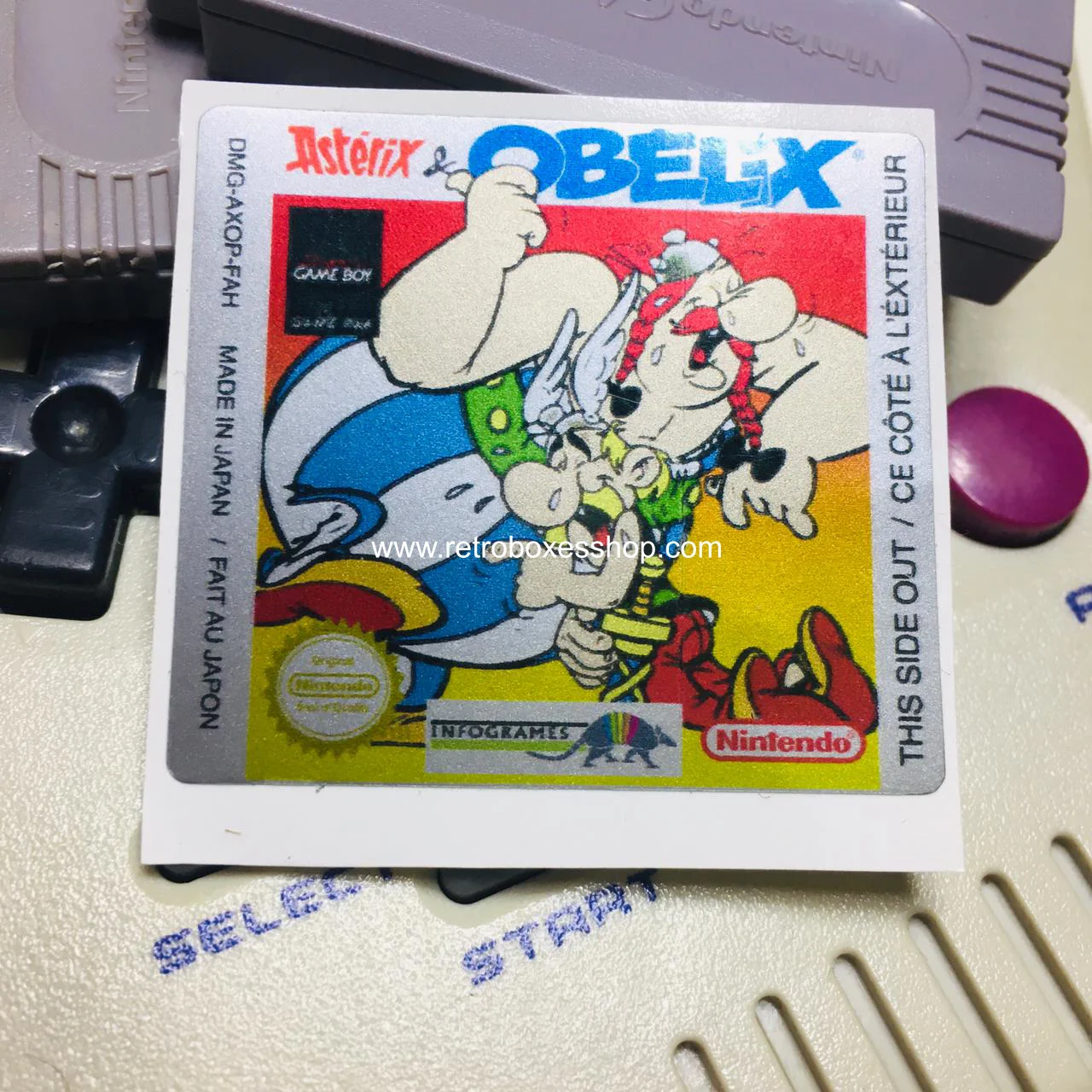 Asterix & Obelix GameBoy Label - Metallic Silver Sides Replacement Sticker - Image 1