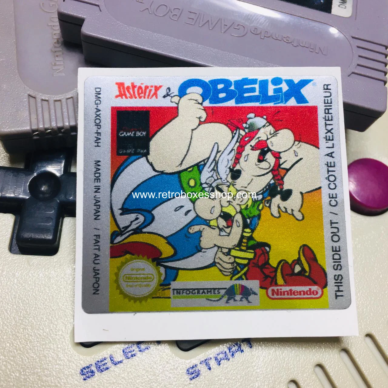 Asterix & Obelix GameBoy Label - Metallic Silver Sides Replacement Sticker - Image 3