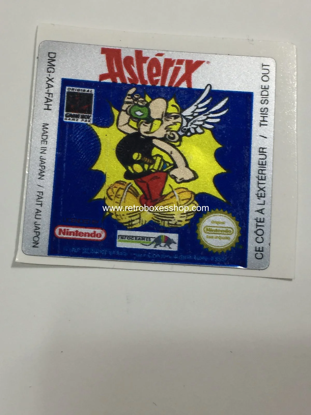Astérix GameBoy Label - Metallic Silver Sides Replacement Sticker - Image 2