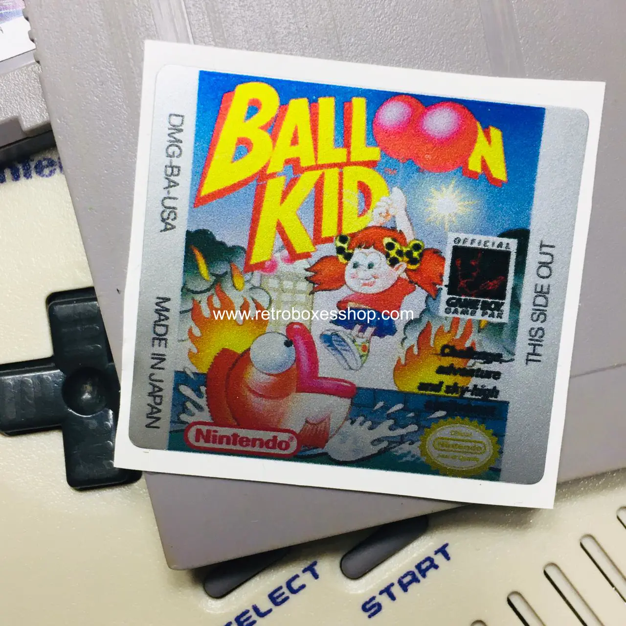 Balloon Kid GameBoy Label - Metallic Silver Sides Replacement Sticker