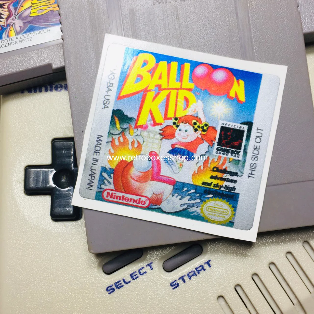 Balloon Kid GameBoy Label - Metallic Silver Sides Replacement Sticker - Image 1