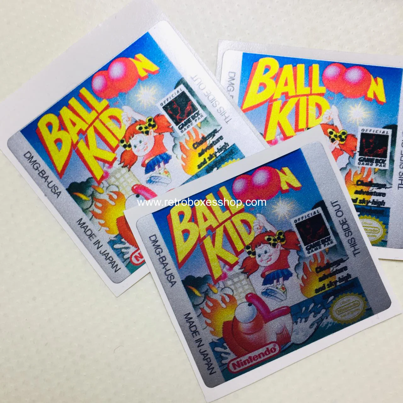 Balloon Kid GameBoy Label - Metallic Silver Sides Replacement Sticker - Image 2
