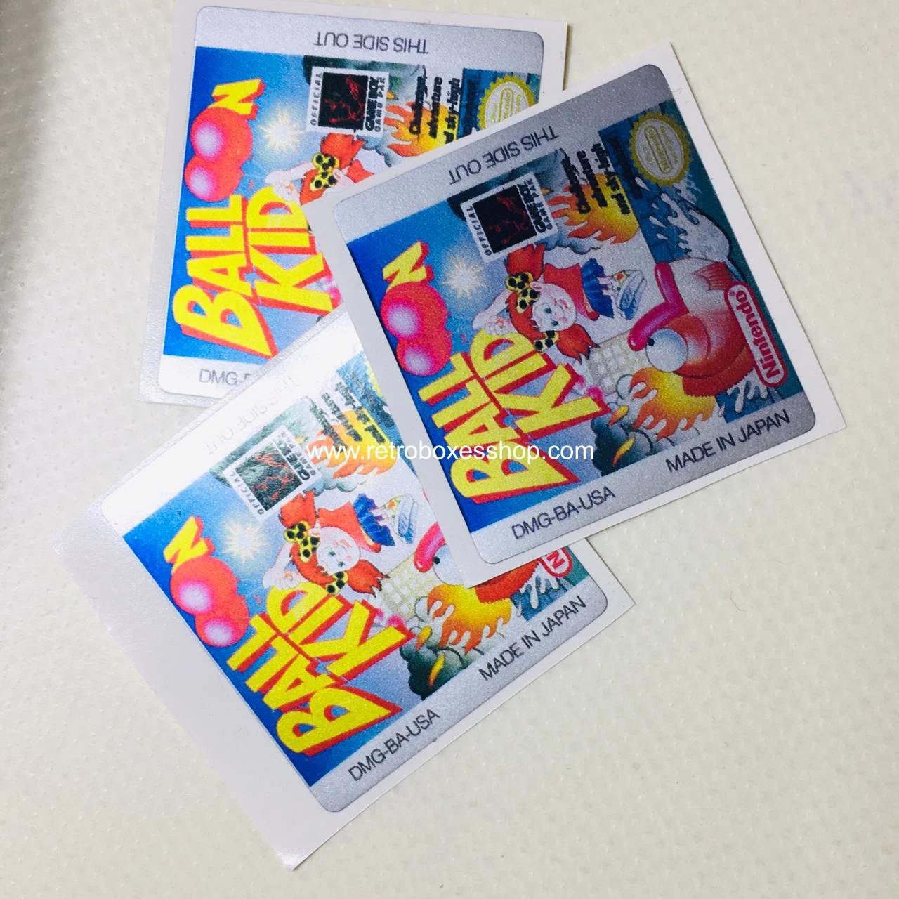 Balloon Kid GameBoy Label - Metallic Silver Sides Replacement Sticker - Image 3