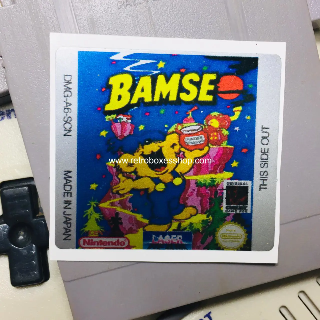 Bamse GameBoy Label - Metallic Silver Sides Replacement Sticker
