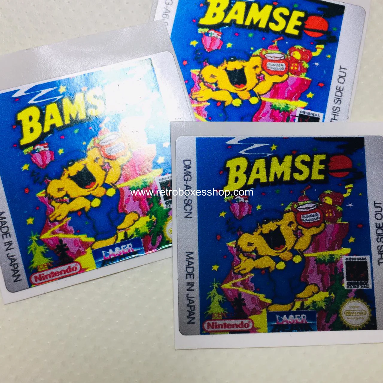 Bamse GameBoy Label - Metallic Silver Sides Replacement Sticker - Image 1