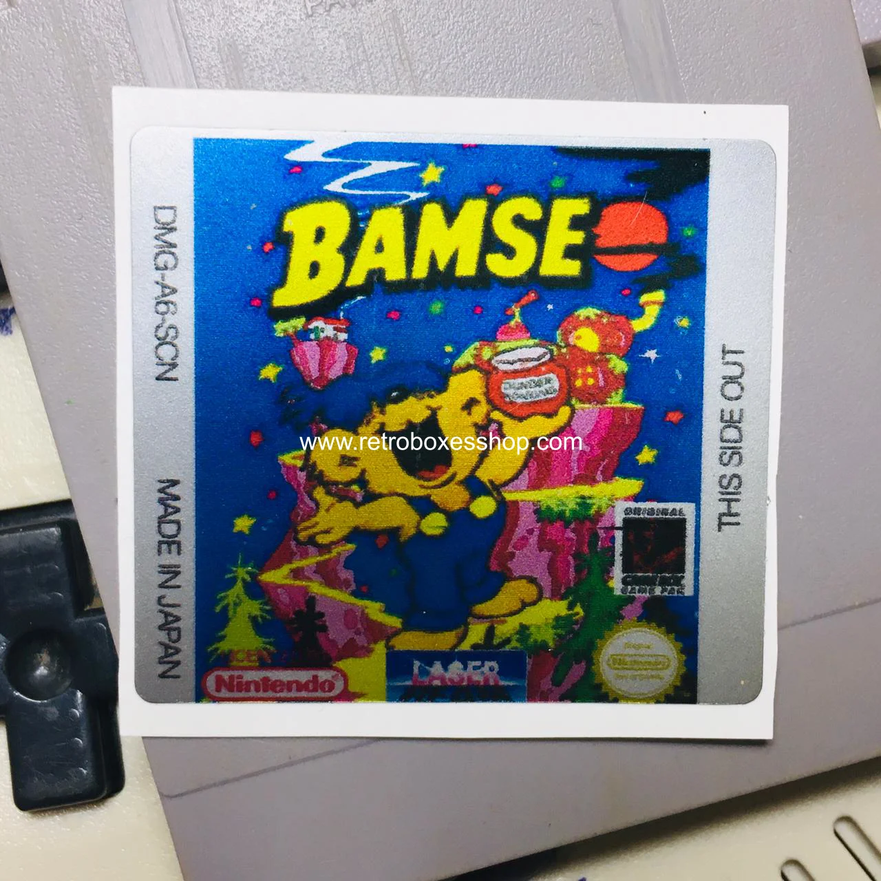 Bamse GameBoy Label - Metallic Silver Sides Replacement Sticker - Image 2