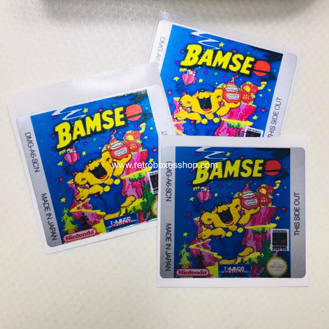 Bamse GameBoy Label - Metallic Silver Sides Replacement Sticker - Image 3