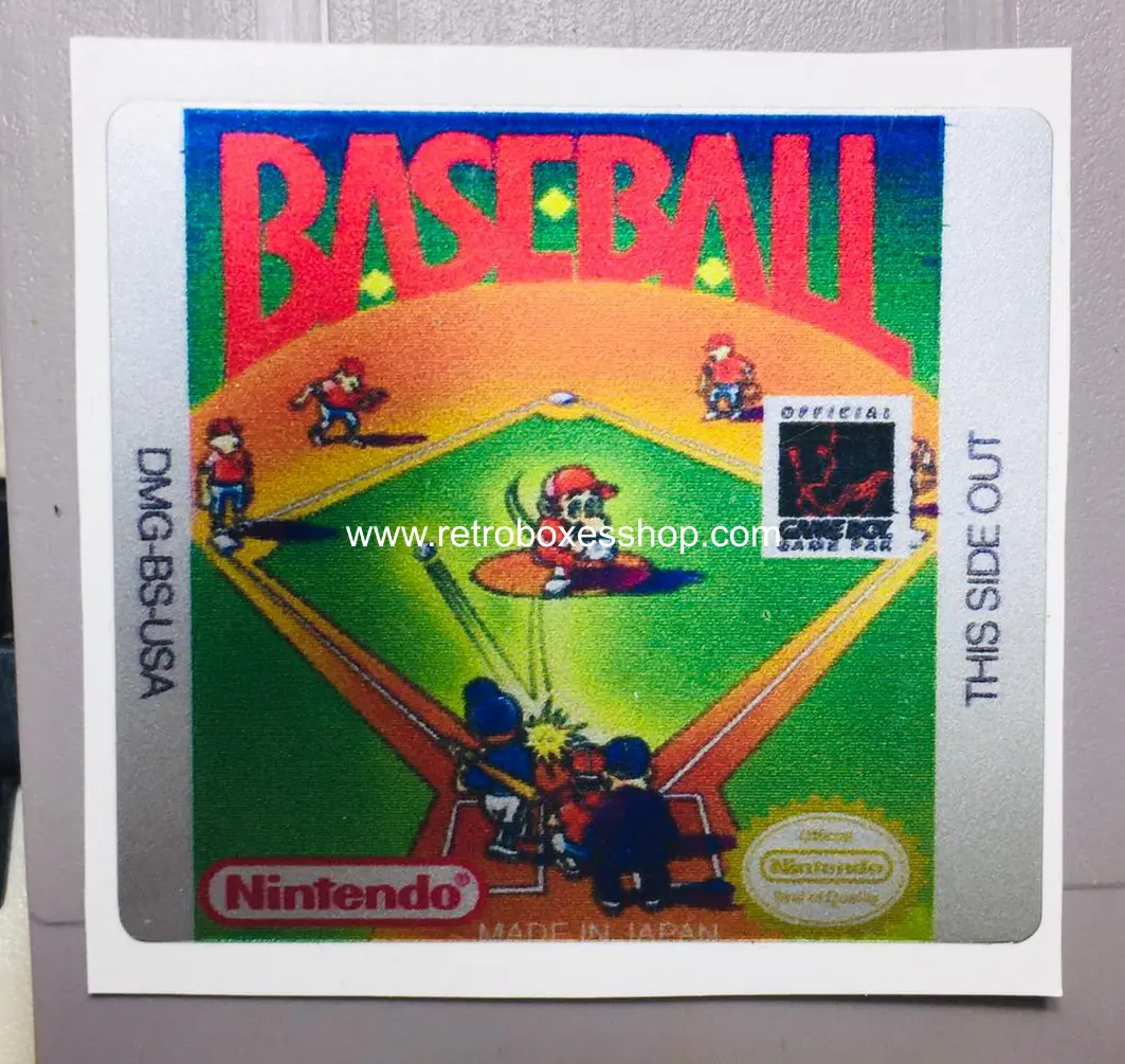 Baseball GameBoy Label - Metallic Silver Sides Replacement Sticker