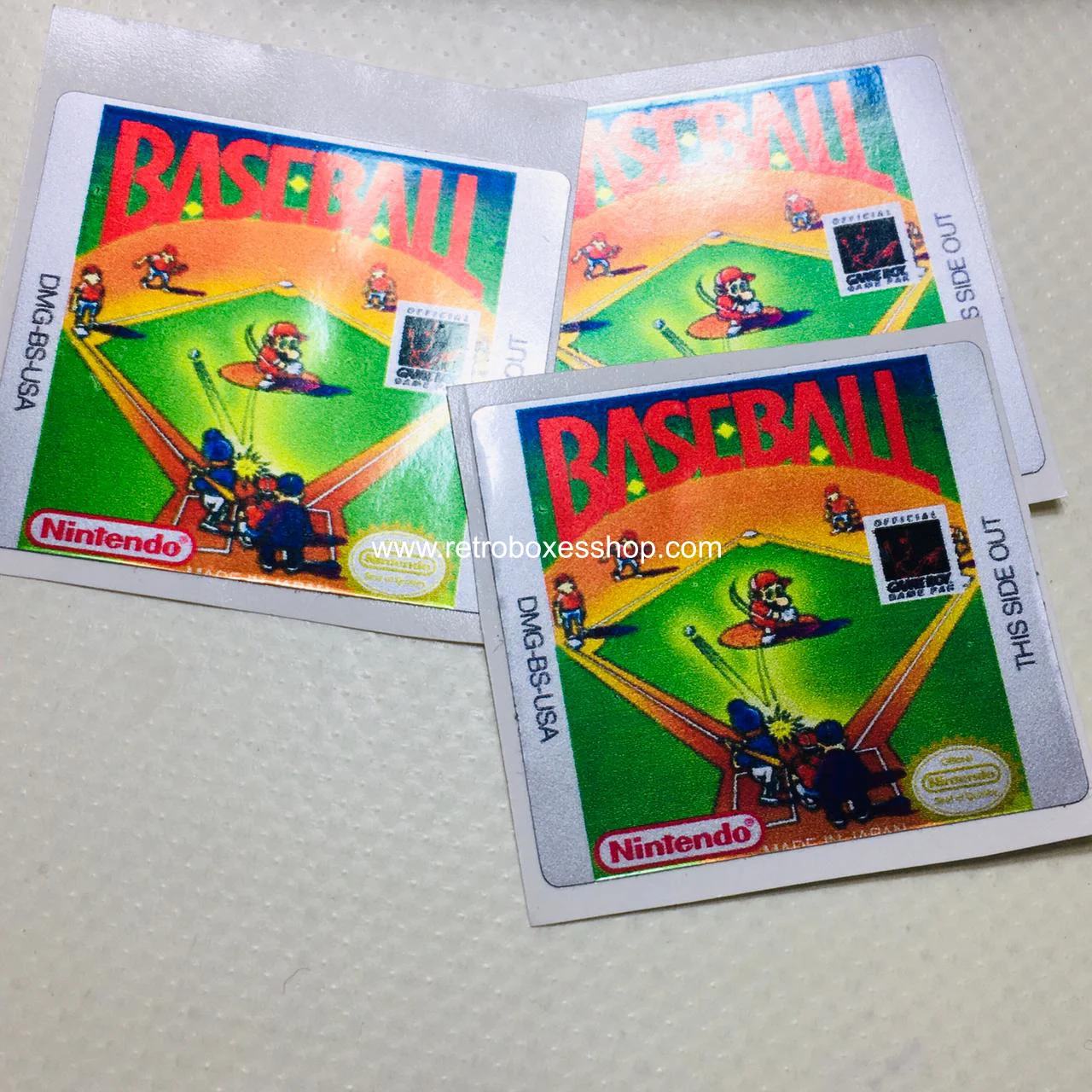 Baseball GameBoy Label - Metallic Silver Sides Replacement Sticker - Image 3