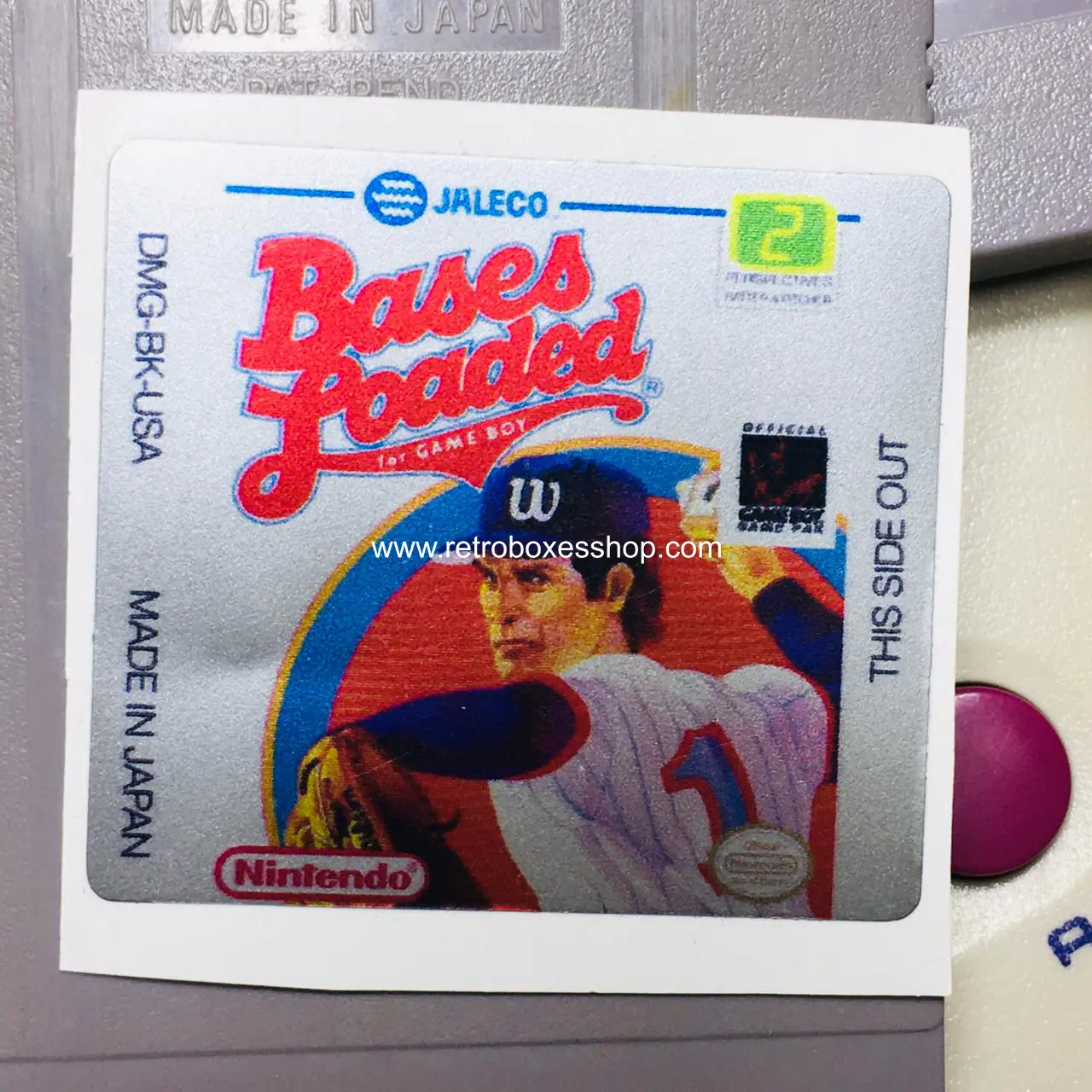 Bases Loaded GameBoy Label - Metallic Silver Sides Replacement Sticker