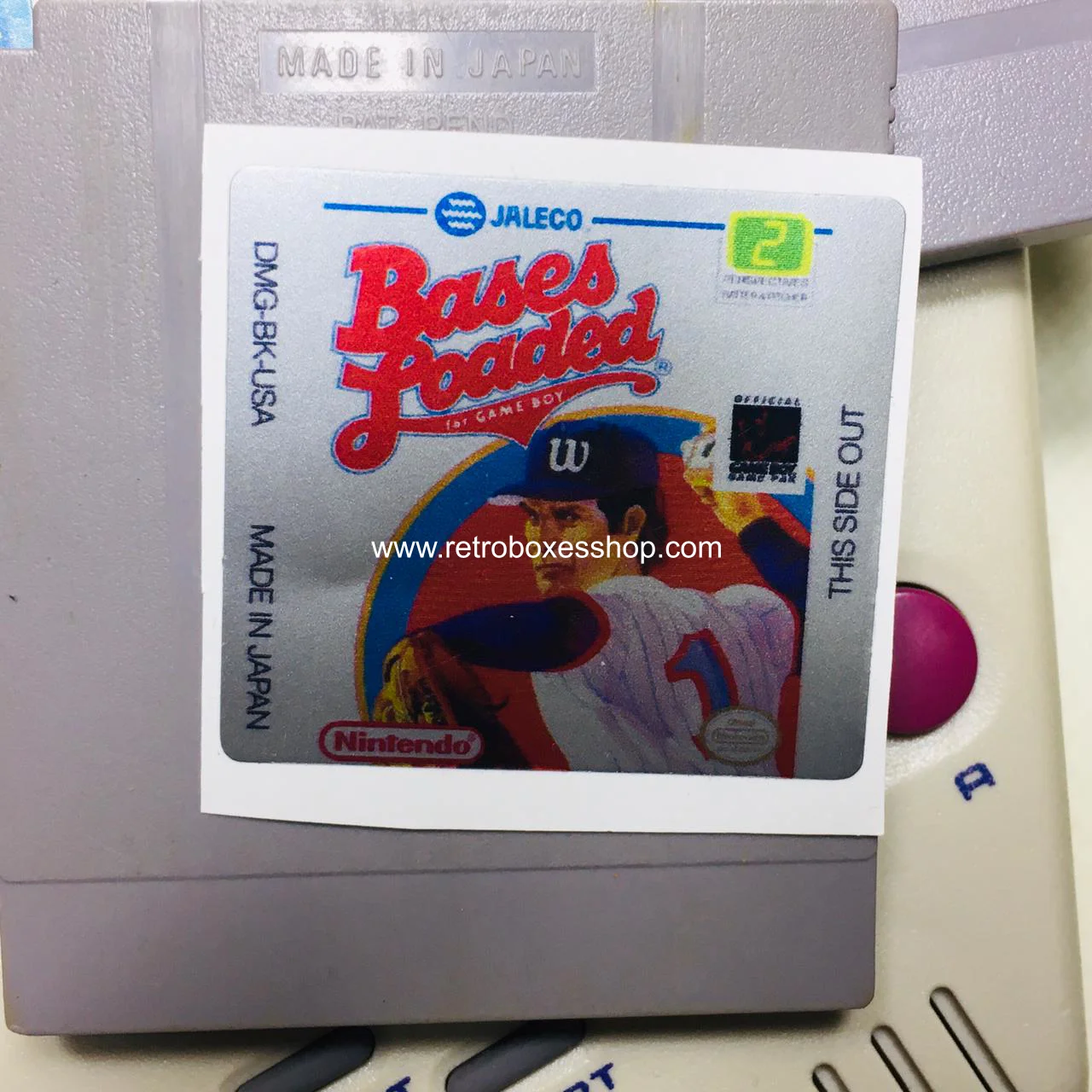 Bases Loaded GameBoy Label - Metallic Silver Sides Replacement Sticker - Image 1