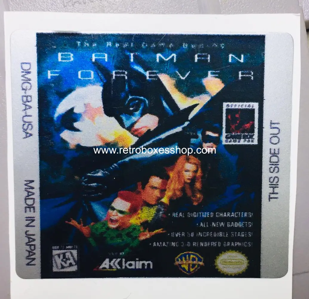 Batman Forever GameBoy Label - Metallic Silver Sides Replacement Sticker