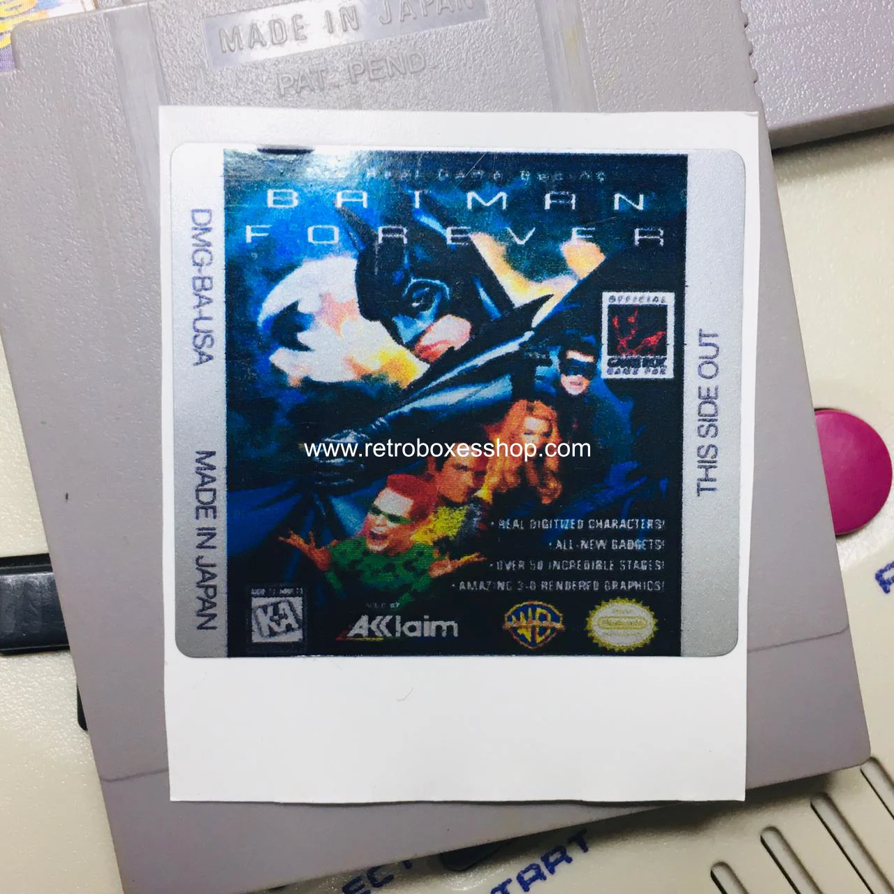 Batman Forever GameBoy Label - Metallic Silver Sides Replacement Sticker - Image 1
