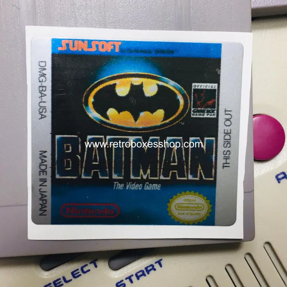 Batman GameBoy Label - Metallic Silver Sides Replacement Sticker