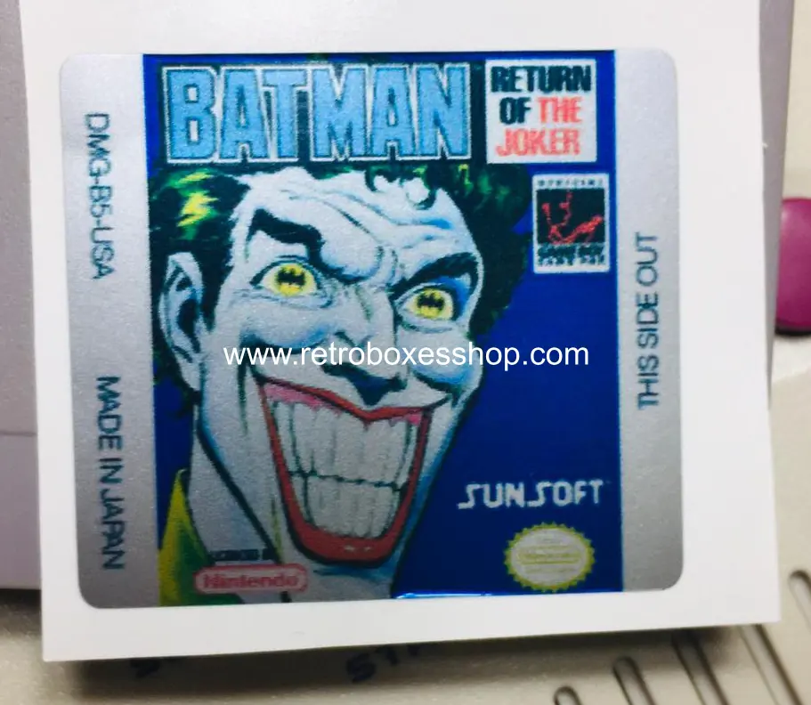 Batman Return of the Joker GameBoy Label - Metallic Silver Sides Replacement Sticker