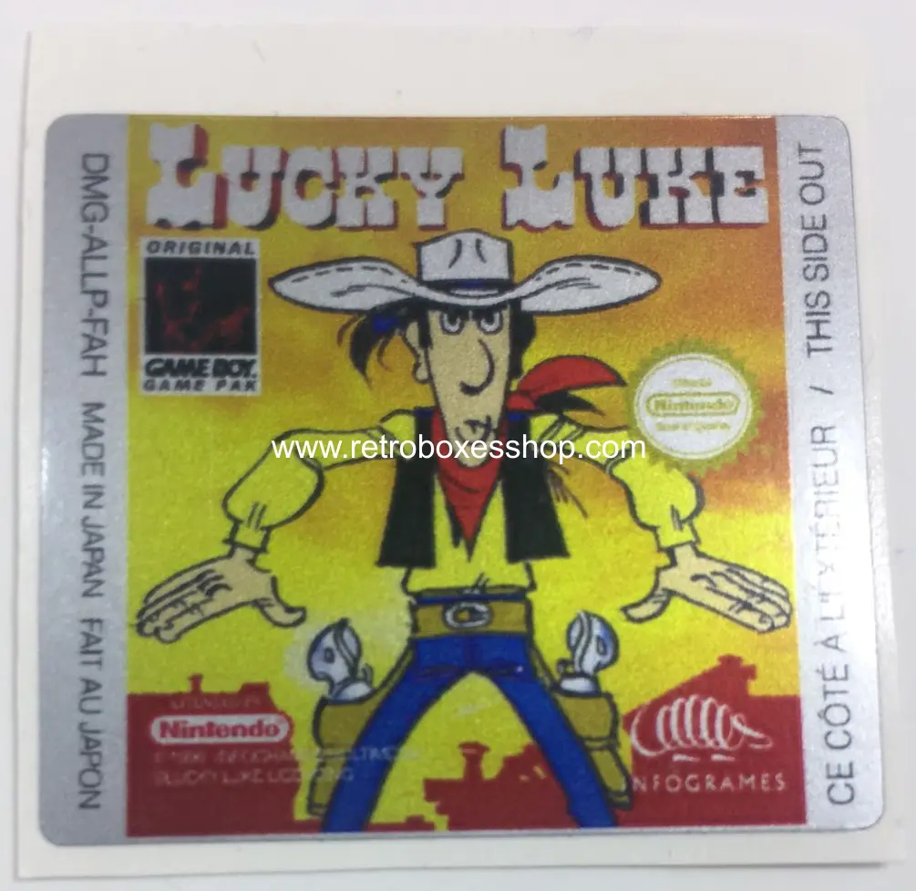 Lucky Luke GameBoy Label - Metallic Silver Sides Replacement Sticker