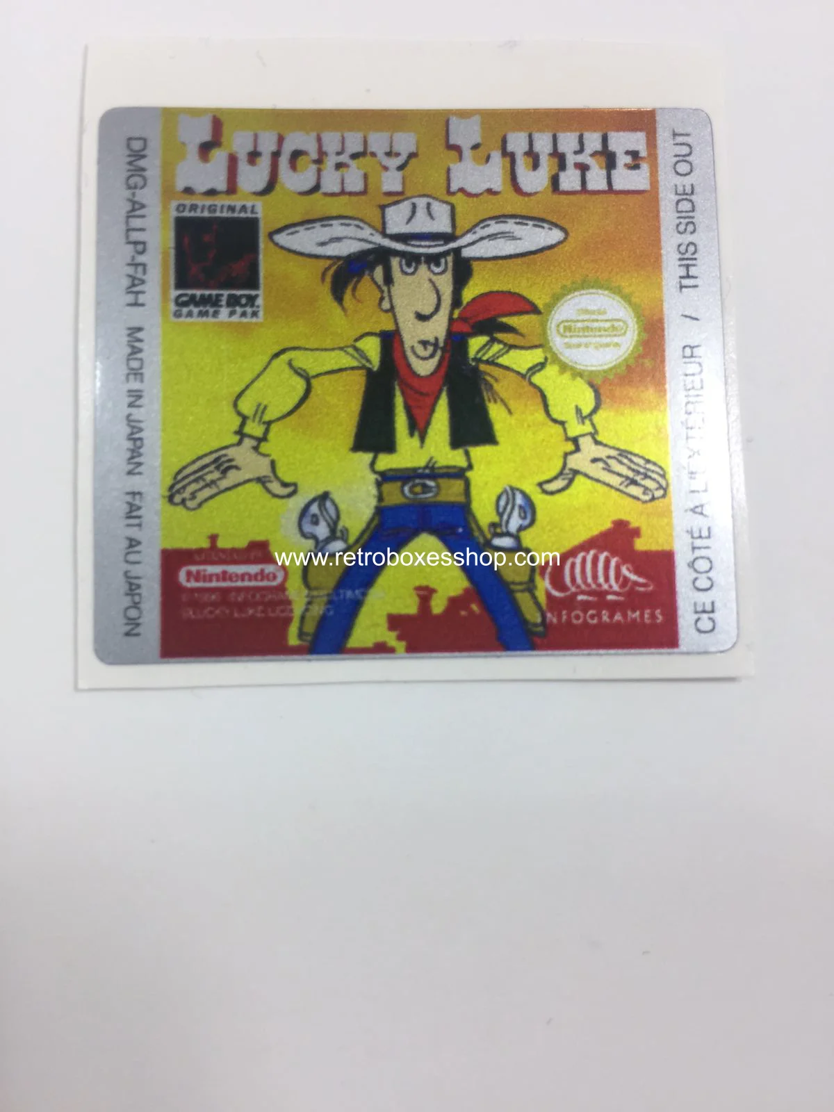 Lucky Luke GameBoy Label - Metallic Silver Sides Replacement Sticker - Image 1
