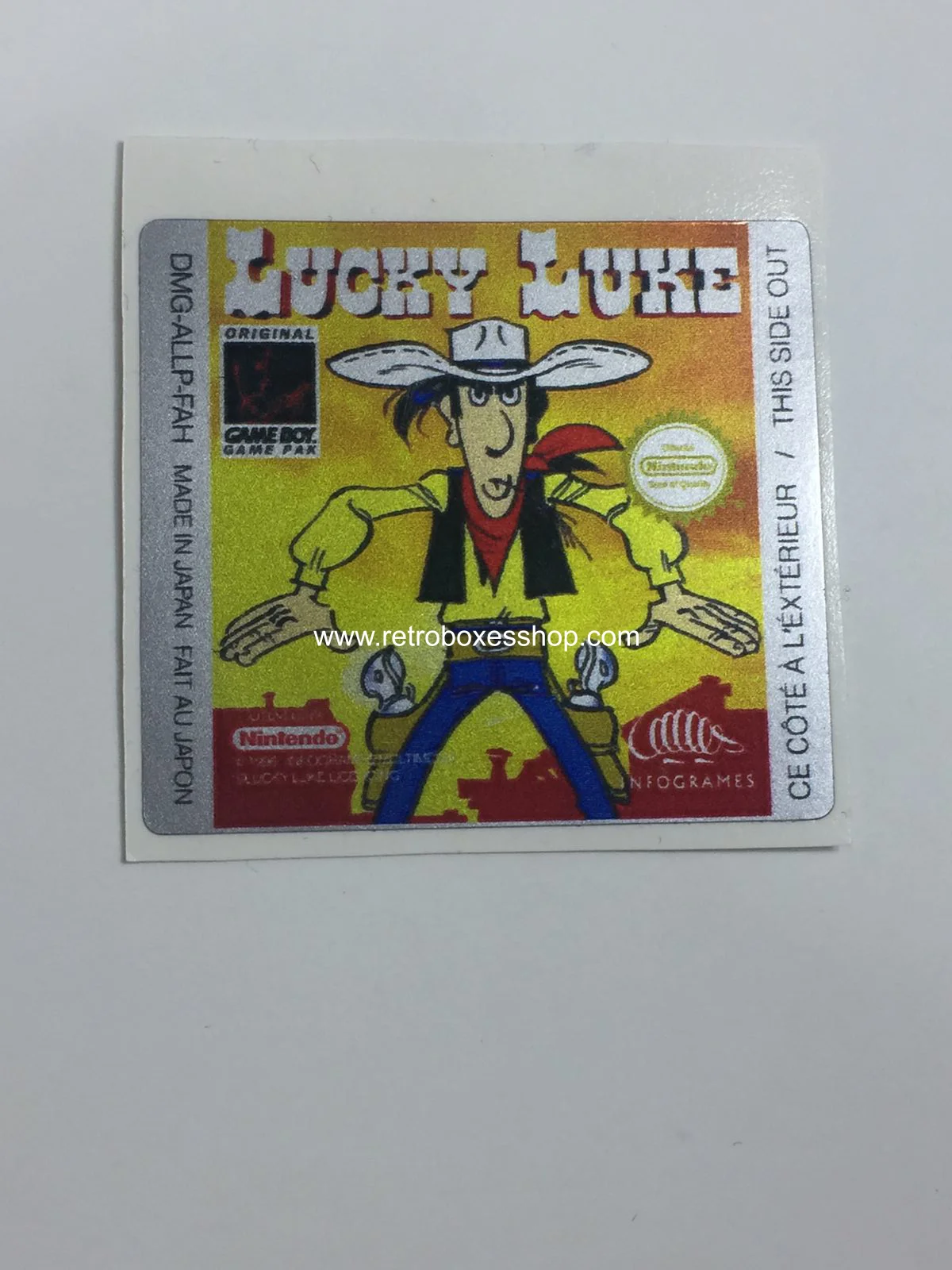 Lucky Luke GameBoy Label - Metallic Silver Sides Replacement Sticker - Image 2
