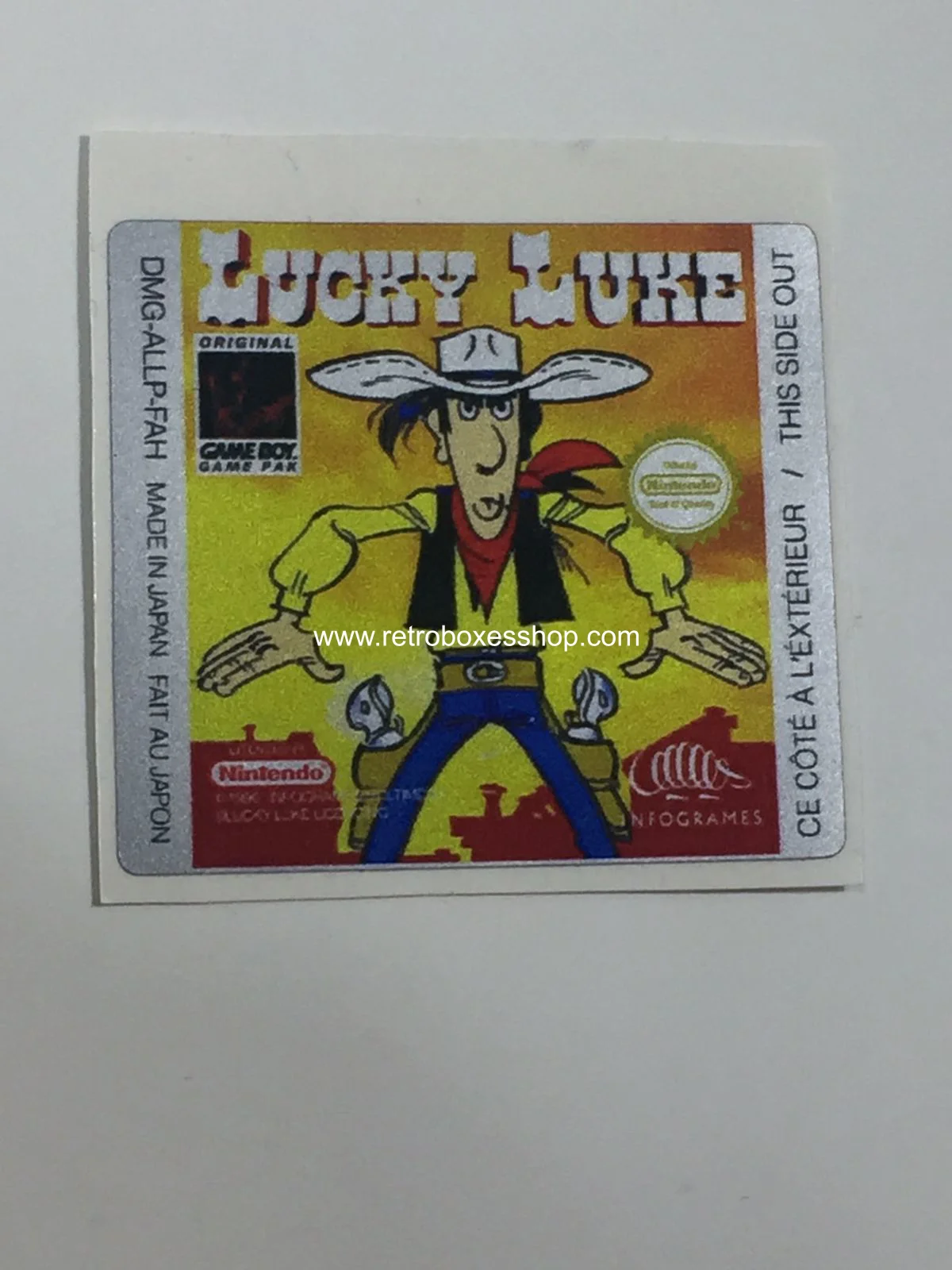 Lucky Luke GameBoy Label - Metallic Silver Sides Replacement Sticker - Image 3