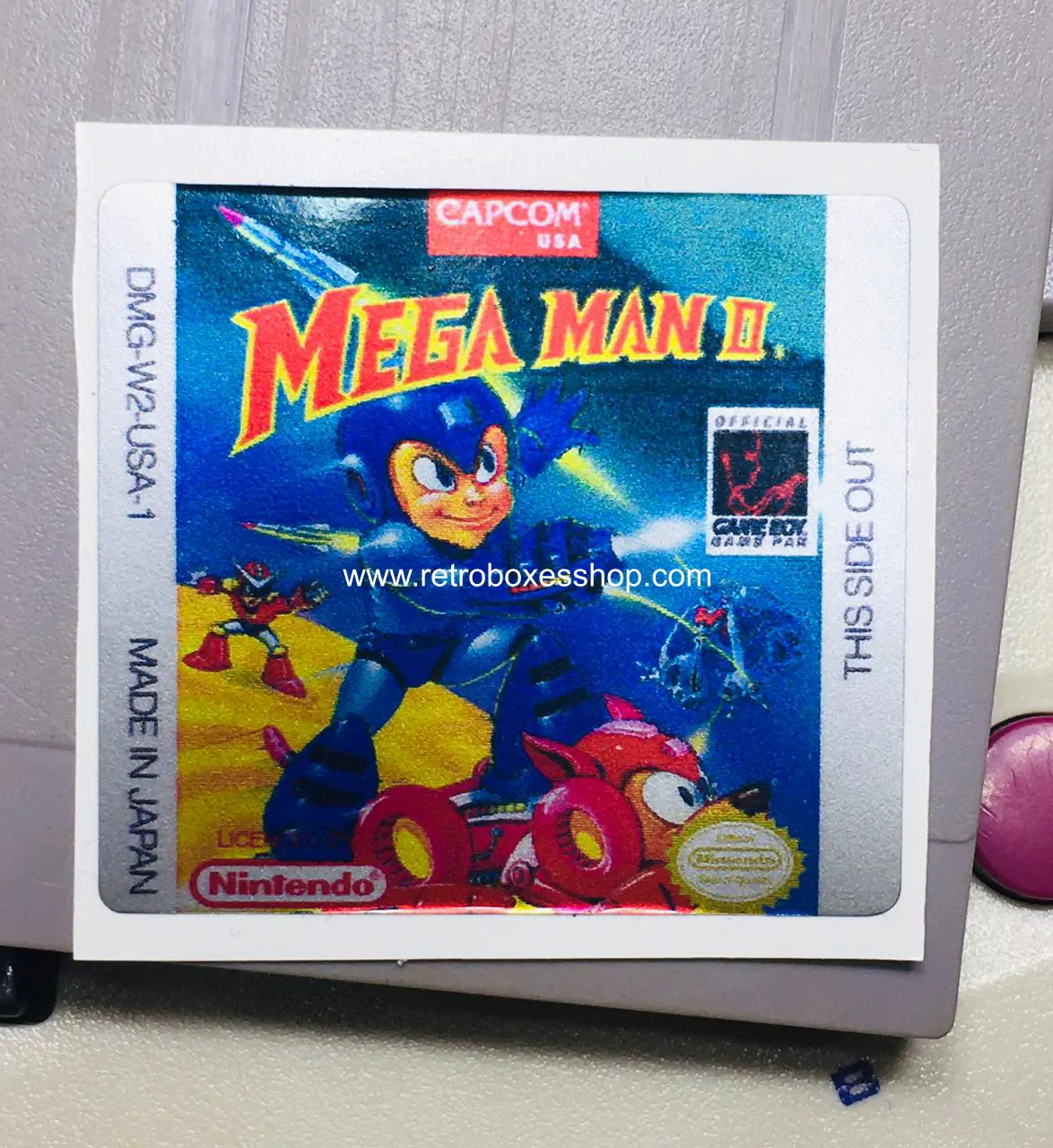 Mega Man 2 GameBoy Label - Metallic Silver Sides Replacement Sticker