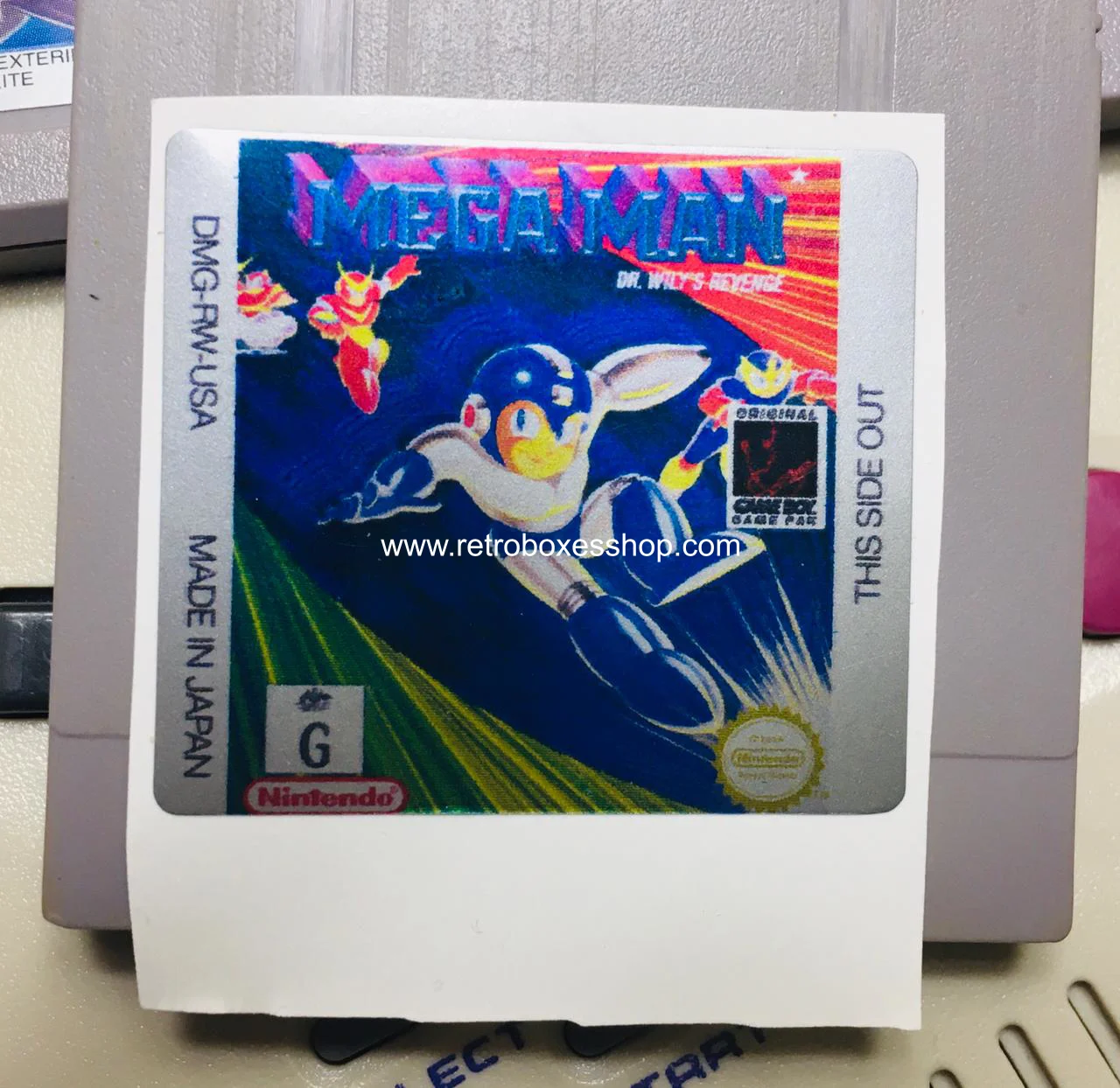 Mega Man GameBoy Label - Metallic Silver Sides Replacement Sticker - Image 1