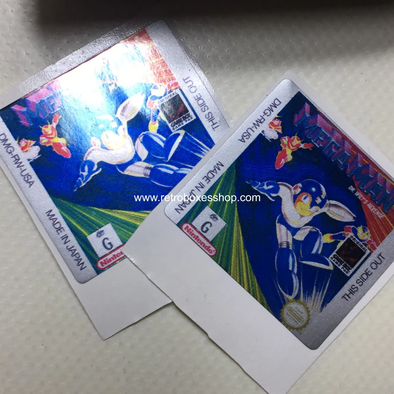 Mega Man GameBoy Label - Metallic Silver Sides Replacement Sticker - Image 2