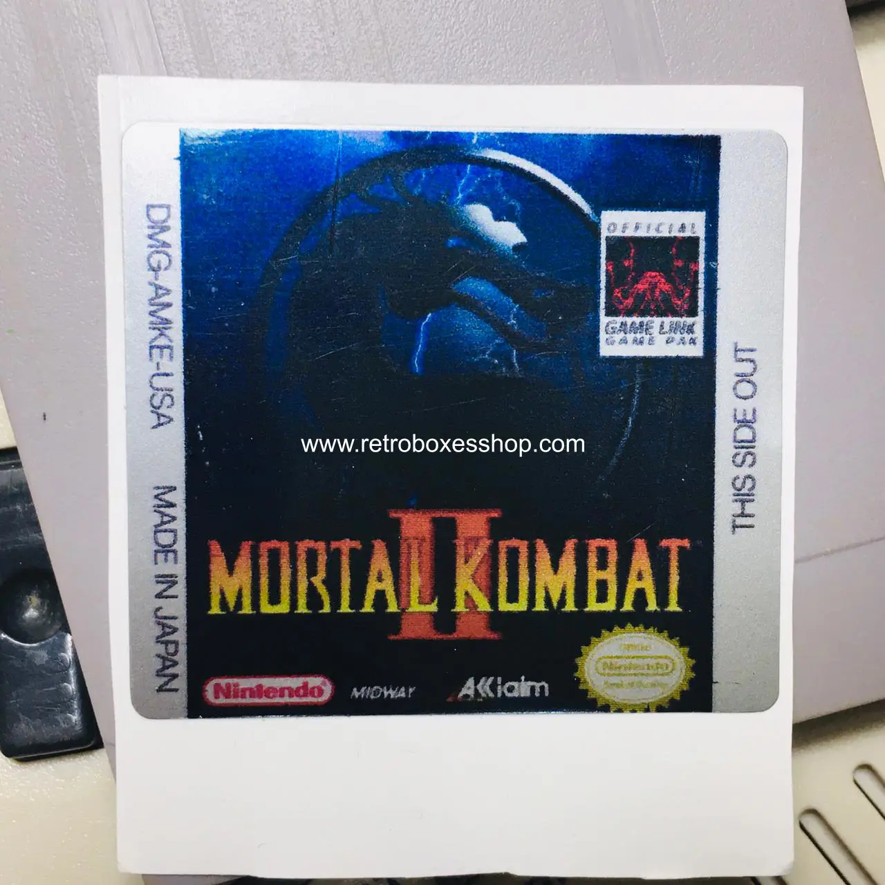 Mortal Kombat 2 GameBoy Label - Metallic Silver Sides Replacement Sticker