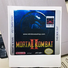 Mortal Kombat 2 GameBoy Label - Metallic Silver Sides Replacement Sticker