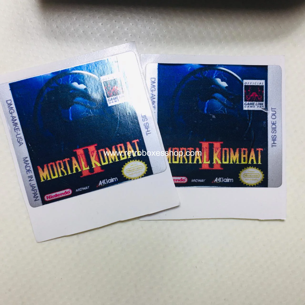 Mortal Kombat 2 GameBoy Label - Metallic Silver Sides Replacement Sticker - Image 1