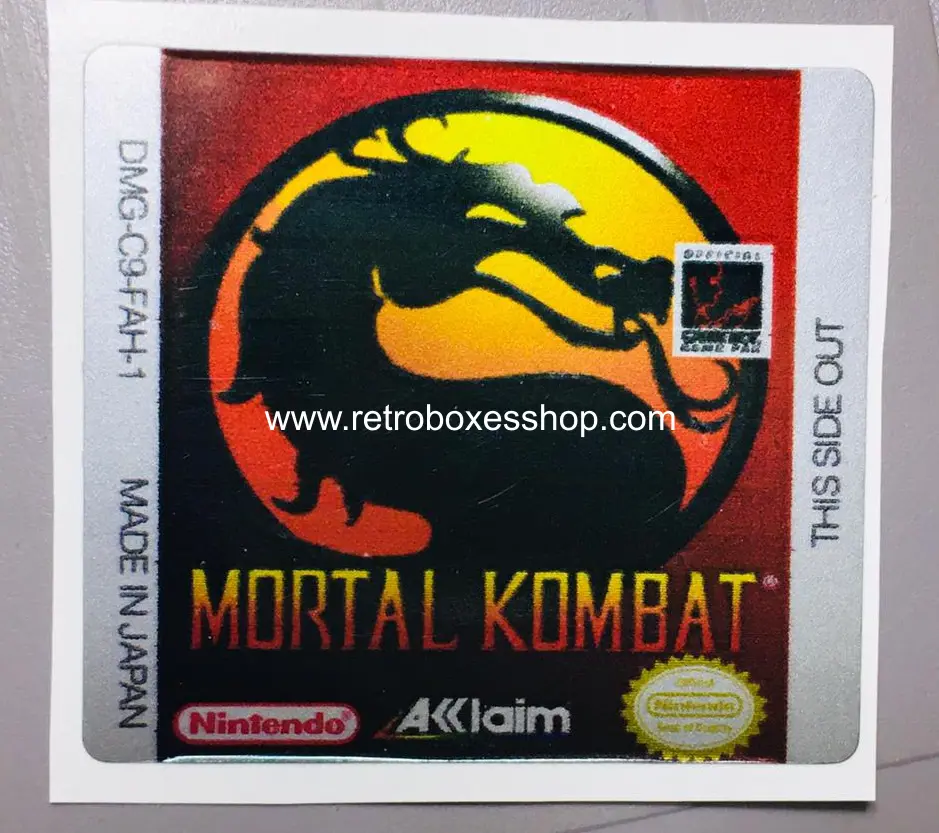 Mortal Kombat GameBoy Label - Metallic Silver Sides Replacement Sticker