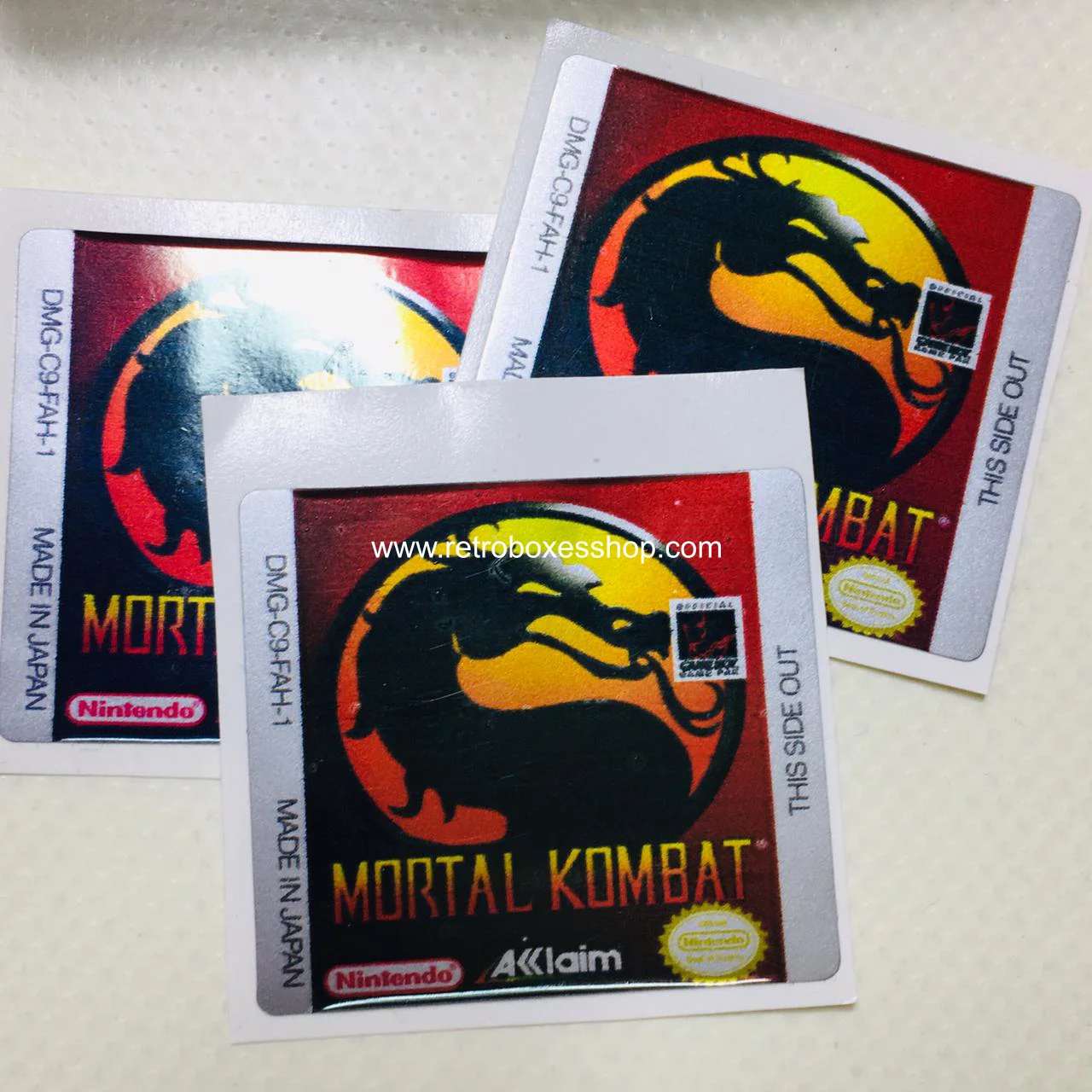 Mortal Kombat GameBoy Label - Metallic Silver Sides Replacement Sticker - Image 1