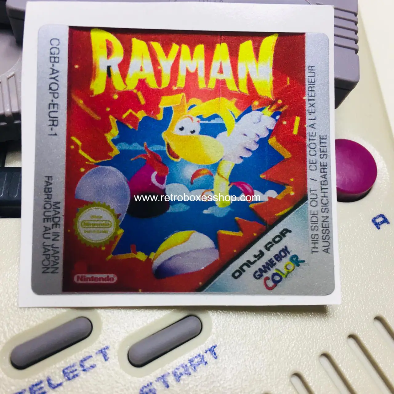 Rayman GameBoy Label - Metallic Silver Sides Replacement Sticker