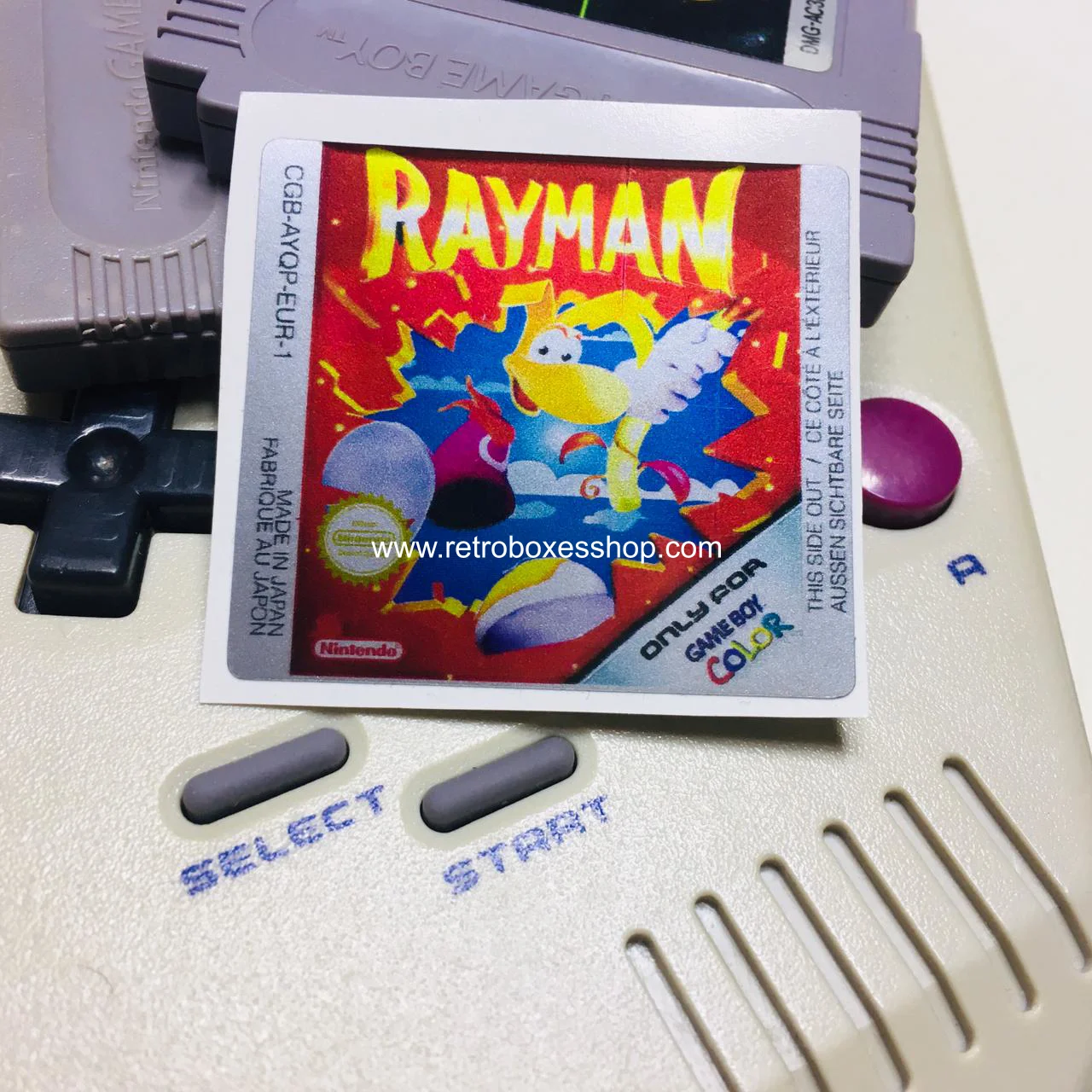 Rayman GameBoy Label - Metallic Silver Sides Replacement Sticker - Image 3