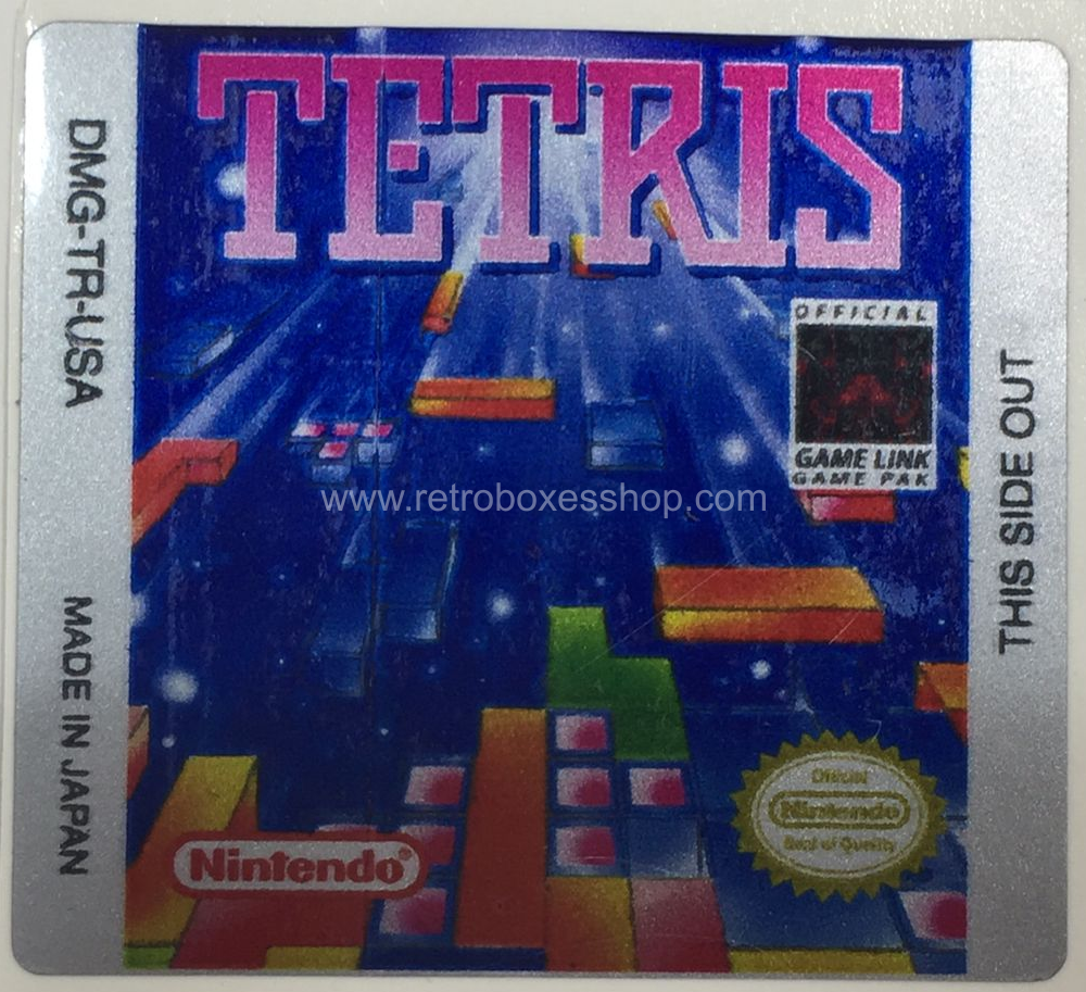 Tetris GameBoy Label - Metallic Silver Sides Replacement Sticker