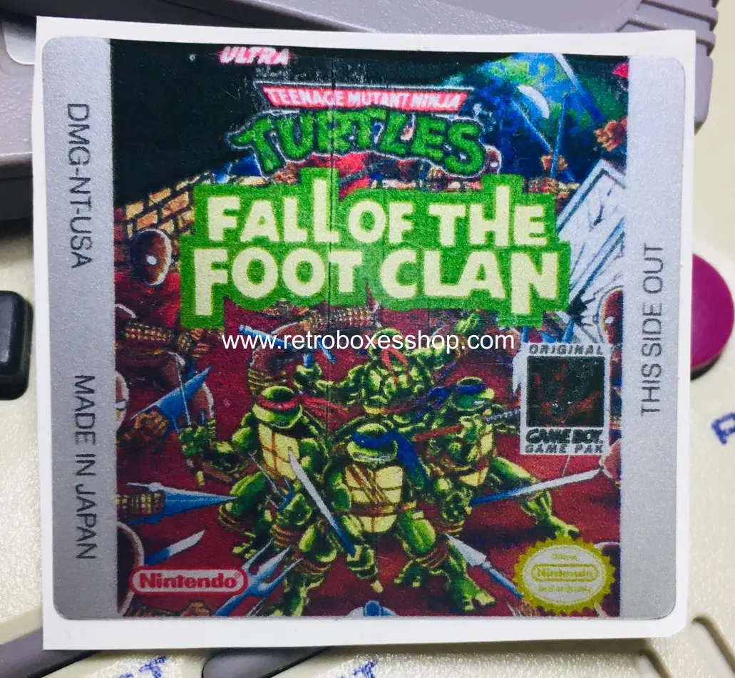 Turtles Fall of the Foot Clan GameBoy Label - Metallic Silver Sides Replacement Sticker