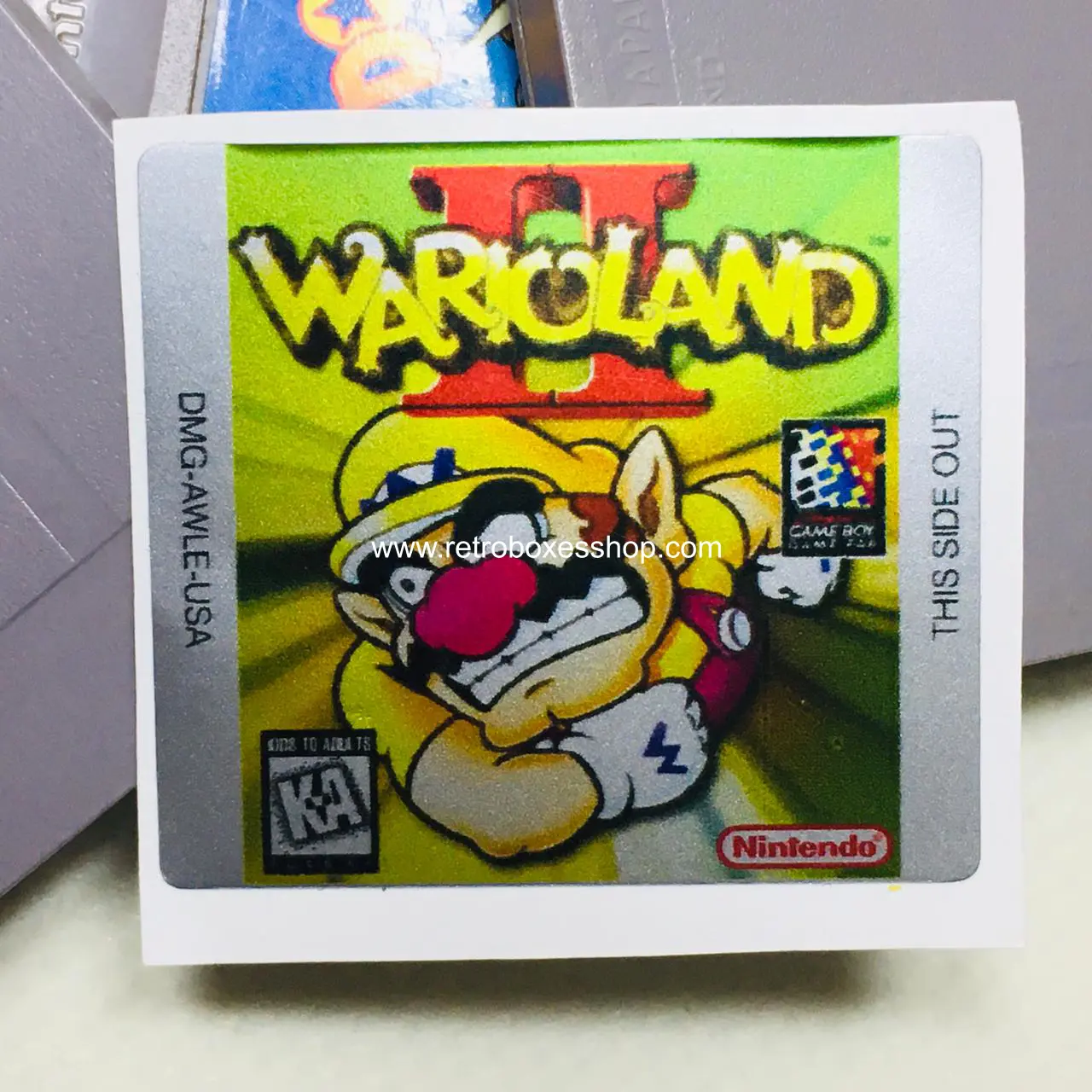 Wario Land 2 GameBoy Label - Metallic Silver Sides Replacement Sticker