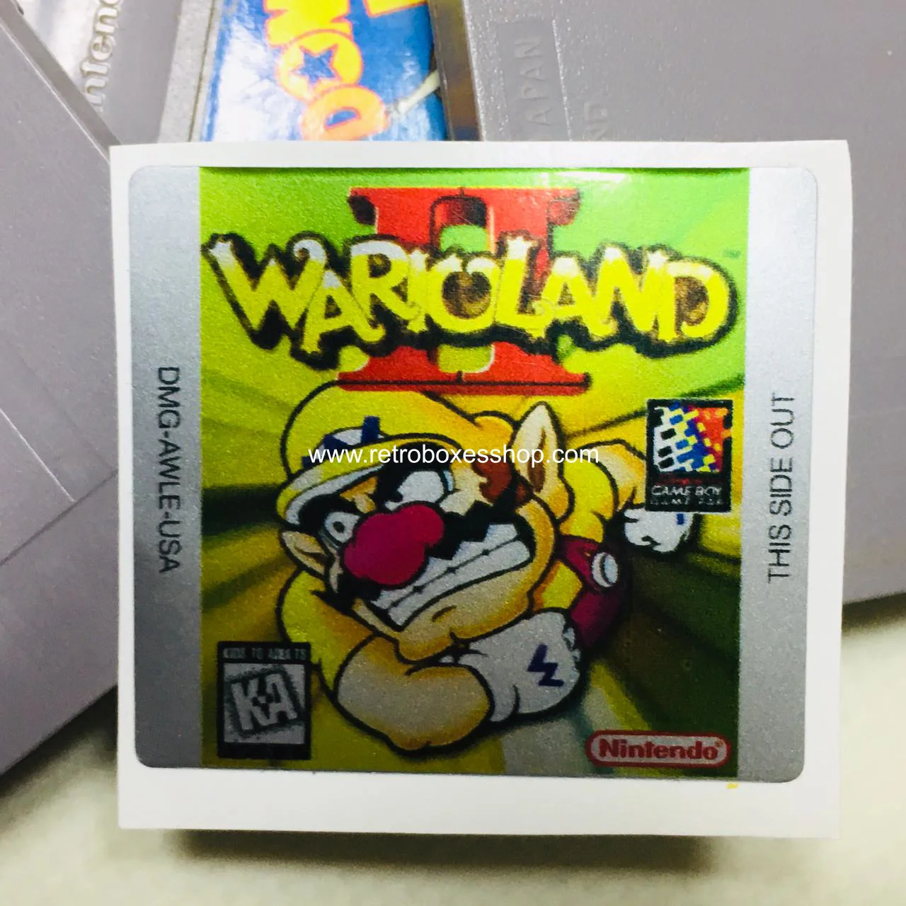 Wario Land 2 GameBoy Label - Metallic Silver Sides Replacement Sticker - Image 1